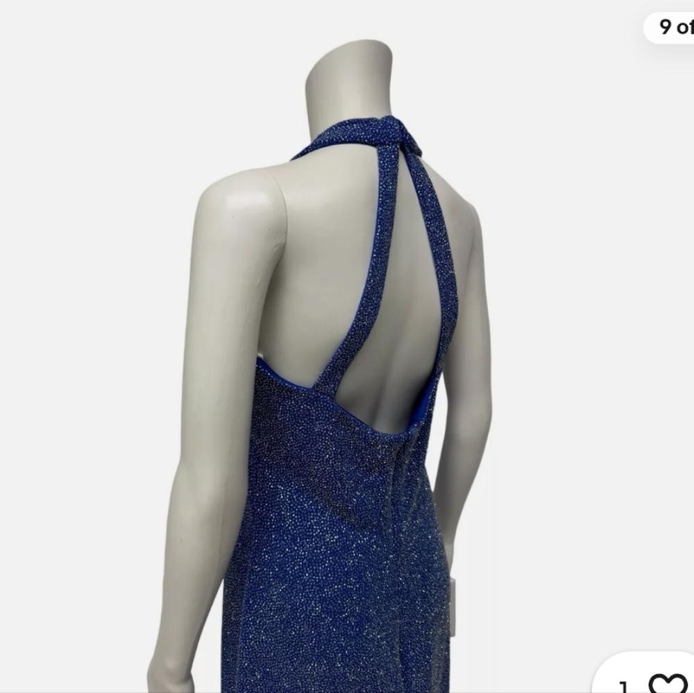 NWT Alex Evenings Blue Sparkling Halter Mini Dress